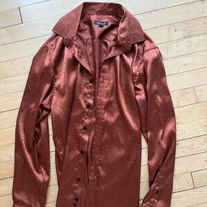 Alizeal Women's Rust Button Down Shirt